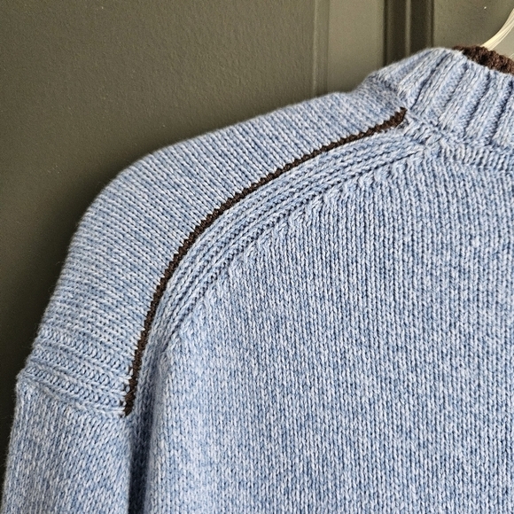 Tommy Hilfiger Mens Pullover Blue Sweater. Brown Trim Sz XL - Picture 6 of 11